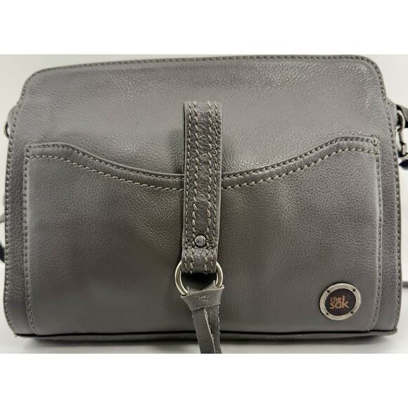 The Sak Crossbody Bag Pebble Gray Leather "Happy & Free" Soft EUC - Picture 2 of 15